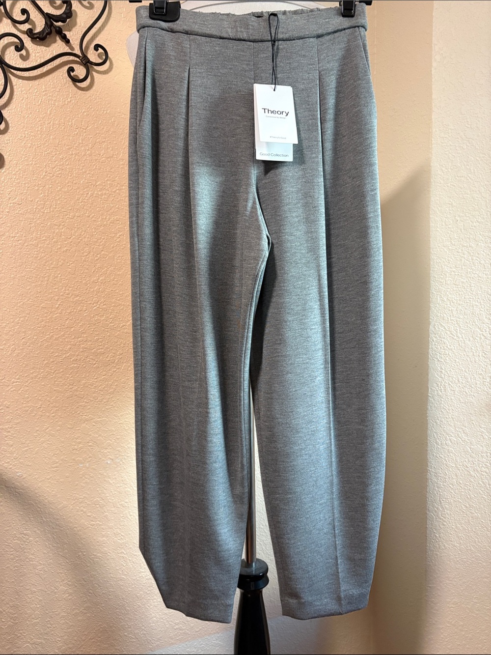 Theory Grey Melange Double Knit LT2 Pull-On Joggers Sz 2